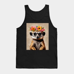 Funny Monty Baby Meerkat Wearing Glasses Tank Top